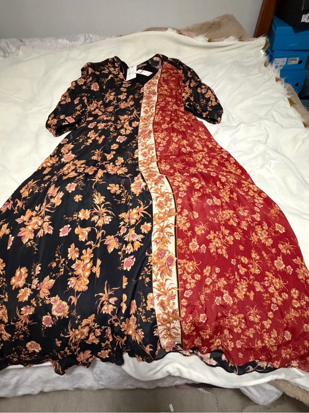 NWT Anthropologie x Kachel Fall Floral Hazel Patchwork Midi Dress Women’s 12 - Picture 6 of 12